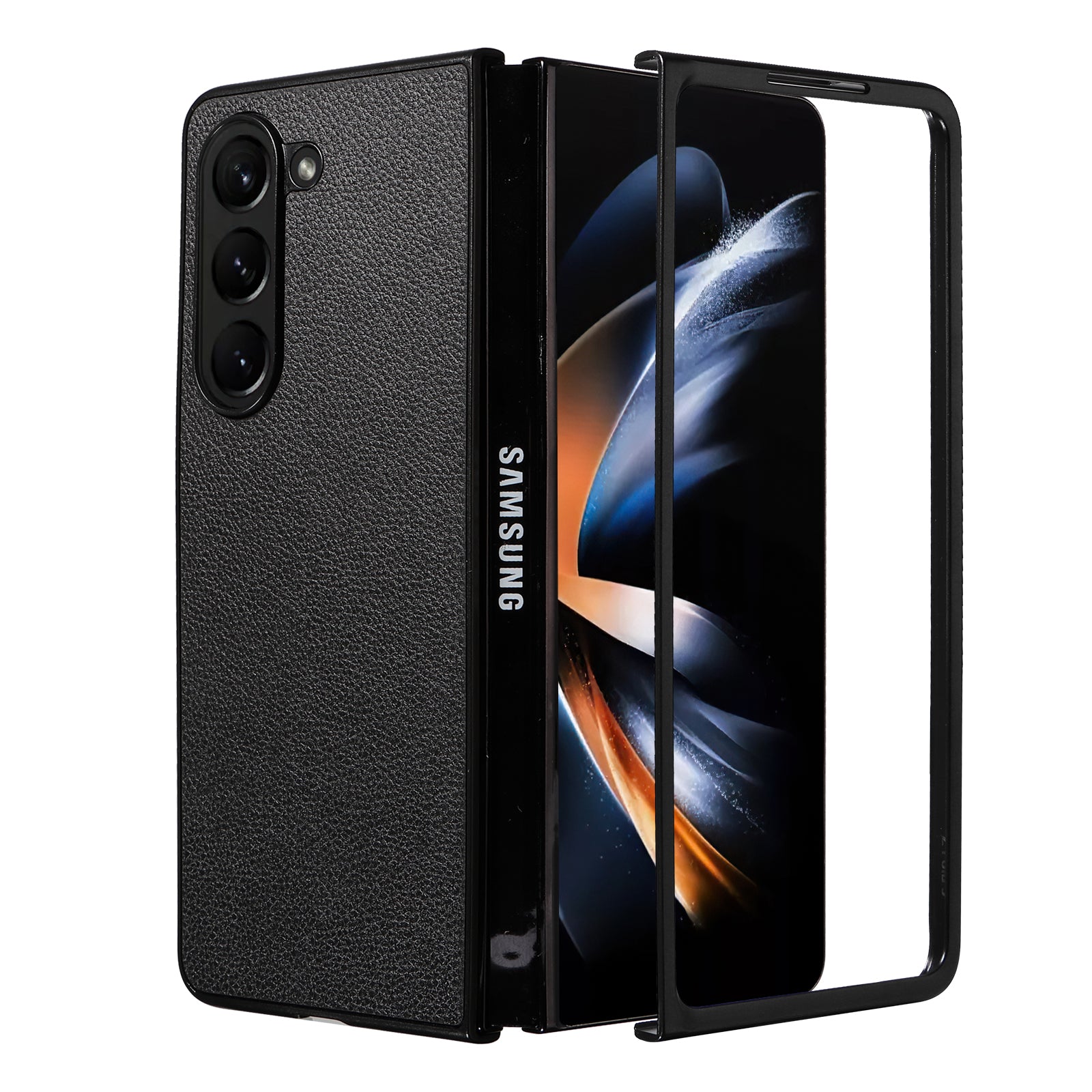 Phone Case for Samsung Galaxy Z Fold5 5G PU Leather Coated PC Litchi Texture Protective Cover Phone Case for Samsung Galaxy Z Fold5 5G PU Leather Coated PC Litchi Texture Protective Cover